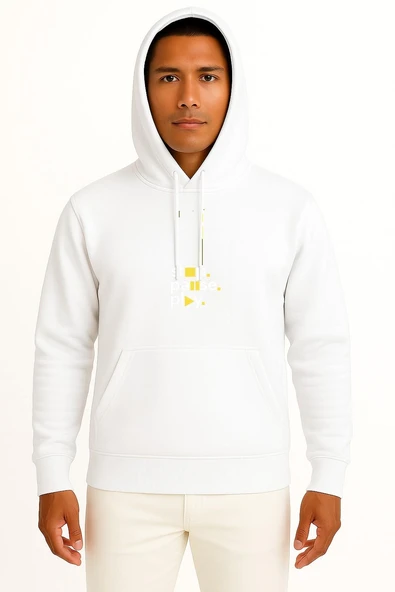 Kapüşonlu Stop Pause And Play Göğüs Tasarımlı Unisex Sweatshirt ürün görseli 1