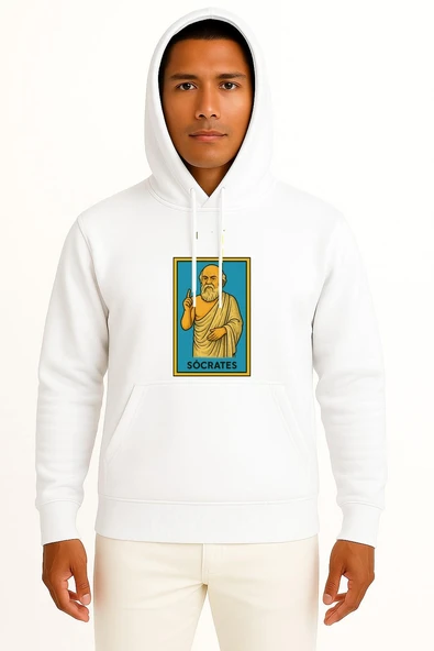 Kapüşonlu Socrates Filozof Göğüs Tasarımlı Unisex Sweatshirt ürün görseli 1