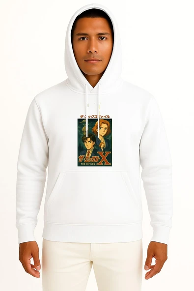 Kapüşonlu Mulder And Scully, Nostalgic İntrigue Göğüs Tasarımlı Unisex Sweatshirt ürün görseli 1
