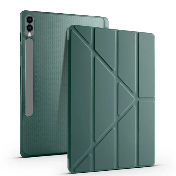 Samsung Galaxy Tab S9 Ultra X910 14.6 İnç Katlanabilir Kalemlikli Standlı Akıllı Kılıf  Haki ürün görseli 1