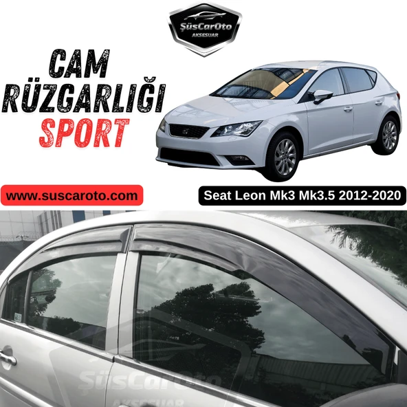 Seat Leon Mk3 Mk3.5 2012-2020 Uyumlu Mugen Cam Rüzgarlığı Seti Piano Black 4'lü İthal Parlak Siyah ürün görseli 1