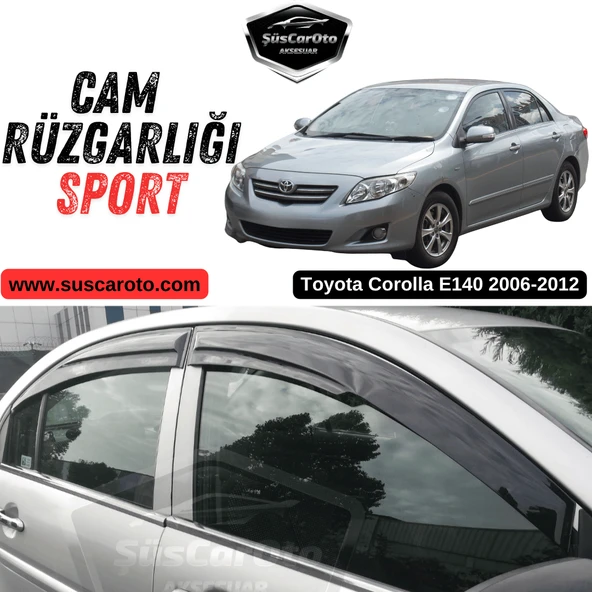 Toyota Corolla E140 2006-2012 Uyumlu Mugen Cam Rüzgarlığı Seti Piano Black 4'lü İthal Parlak Siyah ürün görseli 1