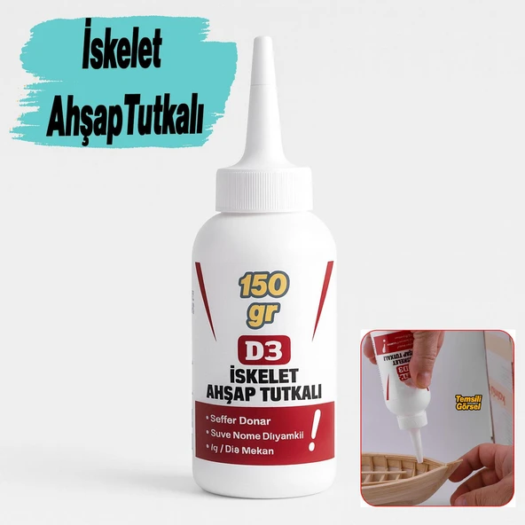 İskelet Ahşap Tutkalı Hazır 150 gram Şeffaf D3 Tahta Mdf Sunta Kumaş Kağıt DIY Uygulama Yapıştırıcı ürün görseli 1