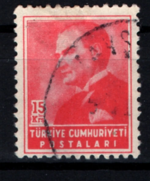 EABİ-1955 Yılı ATATÜRK (Sola bakan Portre) Posta Pulları 15 Kuruş (tp0523) İsfila 1801 ürün görseli 1