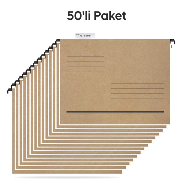 Tunakart ASD2003 Plastik Çubuklu Askılı Telli Dosya 50 li Paket ürün görseli 1