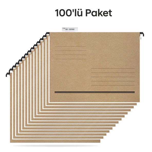 Tunakart ASD2003 Plastik Çubuklu Askılı Telli Dosya 100 lü Paket ürün görseli 1