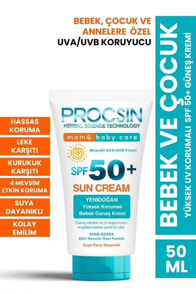 PROCSIN BABY YÜKSEK UV KORUMALI BEBEK VE ÇOCUK SPF50+ GÜNEŞ KREMİ 50 ML ürün görseli 1