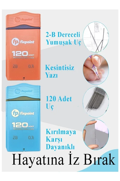 Kalem Ucu 120 li 0.7 mm 2B 3 Paket Fixpoint Çoklu Versatil Kalem Uç Mekanik Uçlu Otomatik Kurşun Kalem Ucu 60 mm Yumuşak - Resim 2