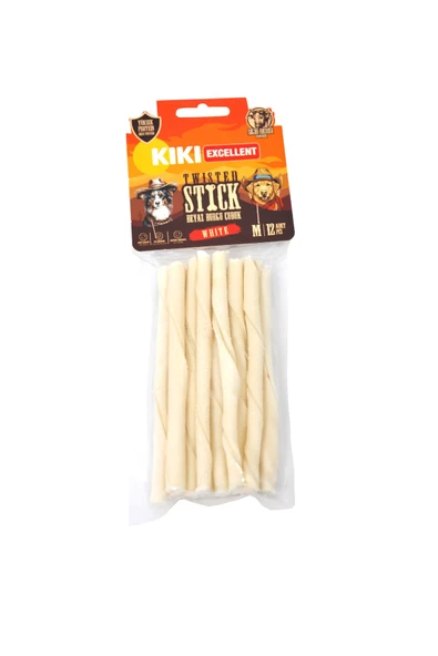 Köpek Kemiği - WHITE Twisted Stick (Beyaz Burgu Çubuk) M - 12 ADET ürün görseli 1