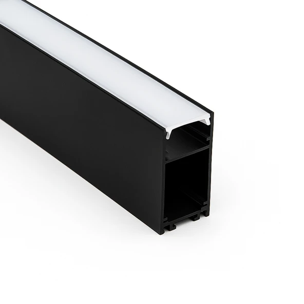 LED Kanal Profil Alüminyum Siyah Kasa 1 Metre 50x80mm Linear Opak Pleksi Yan Kapak Sarkıt LED Kasa 7909 ürün görseli 1