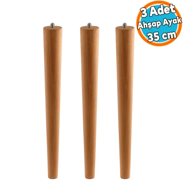 3 ADET Sehpa Masa Ayağı Ham Doğal Ahşap Kahverengi Boyalı Mobilya Aksesuar Modern Ayak Bohem 35 cm ürün görseli 1