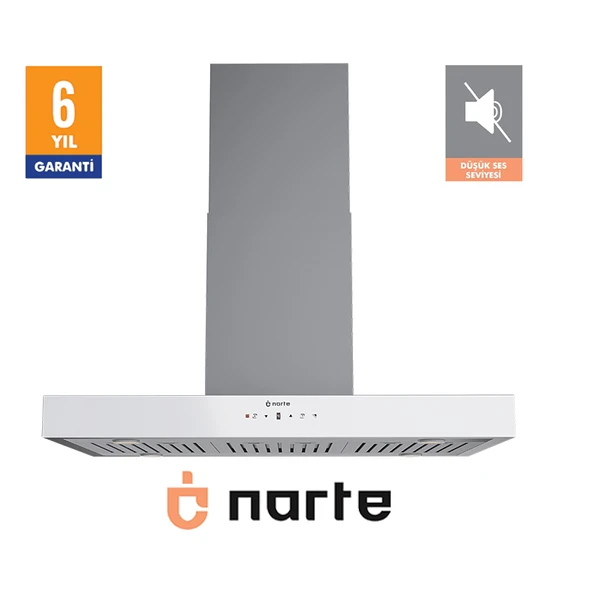 NARTE -HI30190W 90 CM BEYAZ ADA TİPİ DAVLUMBAZ -6 YIL GARANTİLİ -YÜKSEK PERFORMANS ürün görseli 1