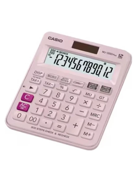 Casio MJ-120D Plus Pembe Işlem Kontrollü 12 Hane Masa Üstü Hesap Makinesi ürün görseli 1