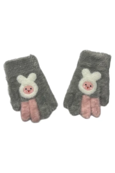 Kitti 4-8 Yaş Kız Çocuk Yumuşak Dokulu Sevimli Eldiven - Resim 3