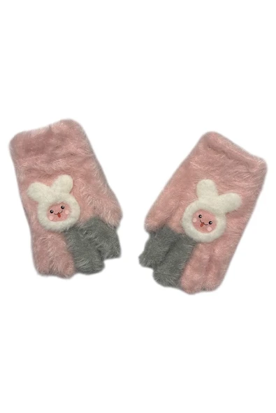 Kitti 4-8 Yaş Kız Çocuk Yumuşak Dokulu Sevimli Eldiven - Resim 2