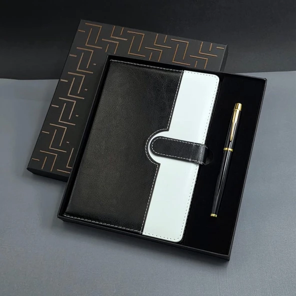 Siyah Beyaz Tarihsiz Ajanda Defter Kalem Seti ürün görseli 1