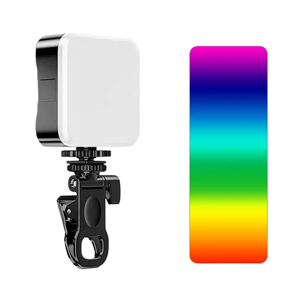 RGB Mini Klipsli LED Işık  Ayarlanabilir Açı  Taşınabilir, Şarjlı, Cep Tipi Video ve Yayın Aydınlatma Lambası ürün görseli 1