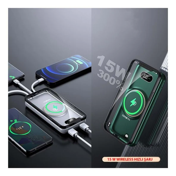 Magsafe Powerbank 10.000 Mah Hızlı Şarj Göstergeli Kablosuz Taşınabilir Şarj Type-C/usb ürün görseli 1