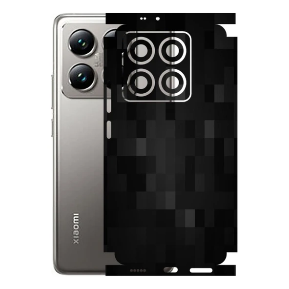 Xiaomi 14T Pro ile Uyumlu 360 Arka Kaplama   Pixel Desenli Siyah ürün görseli 1