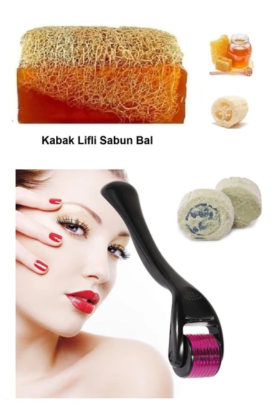 3'lü Peeling Kabak Lifli Ballı Sabun Cilt Bakım 540 İğne DermaRoller Leke,Akne Taşı ürün görseli 1