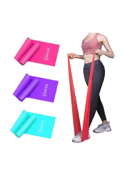 Hafif-Orta-Sert Direnç Pilates Bandı Seti 3'lü ürün görseli 1