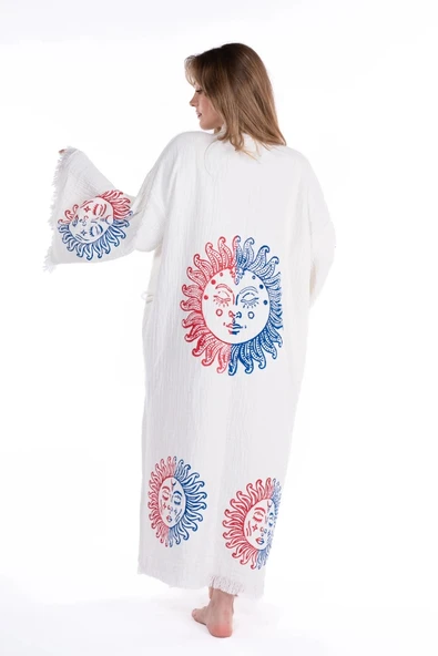 Arinna Wooden Printed Bathrobe - Resim 2