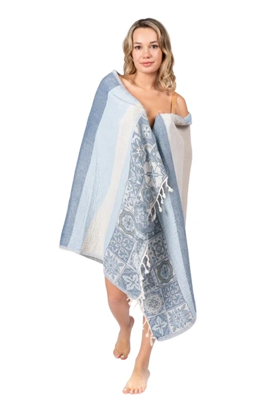 Caria Blue Peshtemal - Resim 5