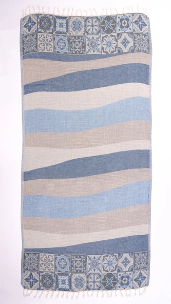 Caria Blue Peshtemal - Resim 3