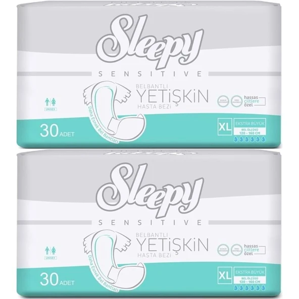 Sleepy Yetişkin Bezi Bel Bantlı XL - Extra Large - Ekstra Large 60 Adet (2PK*30) ürün görseli 1