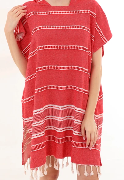 Sundia Red Surf Poncho - Resim 5