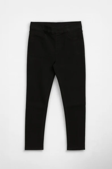 Kadın Beli Lastikli Siyah Tayt Jean Pantolon ürün görseli 1