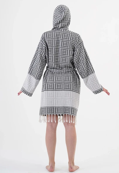 Square Black Bathrobe - Resim 2