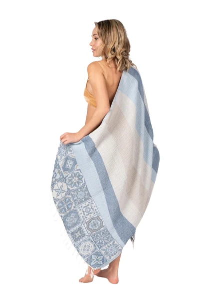 Caria Blue Peshtemal - Resim 4