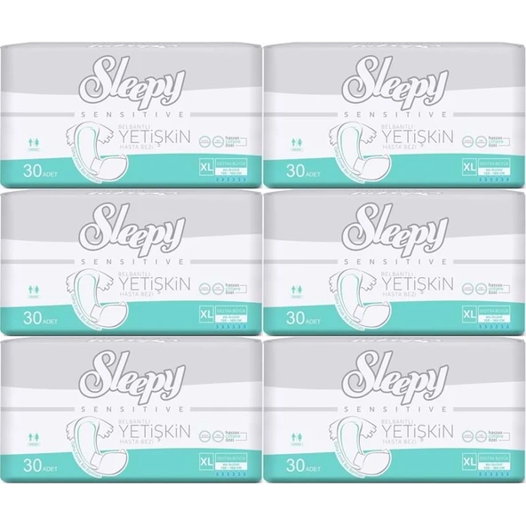 Sleepy Yetişkin Bezi Bel Bantlı XL - Extra Large - Ekstra Large 180 Adet (6PK*30) ürün görseli 1