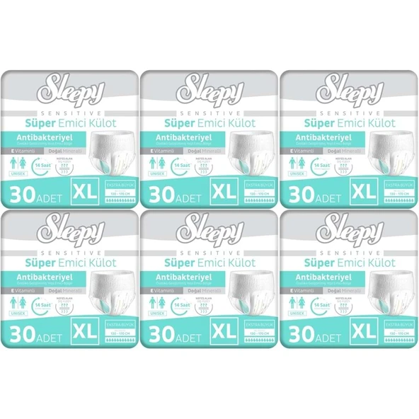 Sleepy Yetişkin Bezi Emici Külot XL - Ekstra Büyük - Extra Large 180 Adet (6PK*30) ürün görseli 1