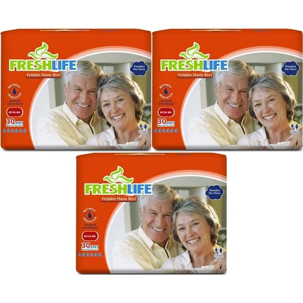 FreshLife Yetişkin Bezi Bel Bantlı L - Large - Büyük 90 Adet (3PK*30) ürün görseli 1
