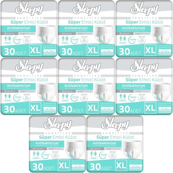 Sleepy Yetişkin Bezi Emici Külot XL - Ekstra Büyük - Extra Large 240 Adet (8PK*30) ürün görseli 1