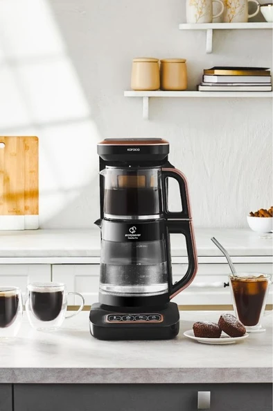 Çaysever Robotea Pro Connect 4 in 1 Konuşan Cam Çay Makinesi Rosegold ürün görseli 1