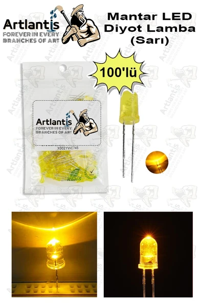 Sarı Mantar Led Diyot Lamba 100 lü 1 Paket Sarı 4.8 mm Mini Mantar Led Lamba Deney Bilim Proje Arduino Işığı ürün görseli 1