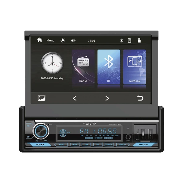 for-x x-9040 V4-7''hd ekran-bt-usb-mp3-carplay-4x60w-kameralı-yeni seri indash teyp ürün görseli 1