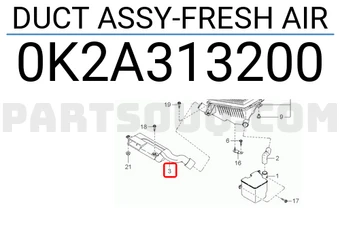 Kia Sephia 99-01 Motor Hava Giriş Kanalı Mobis.0k2a313200 ürün görseli 1