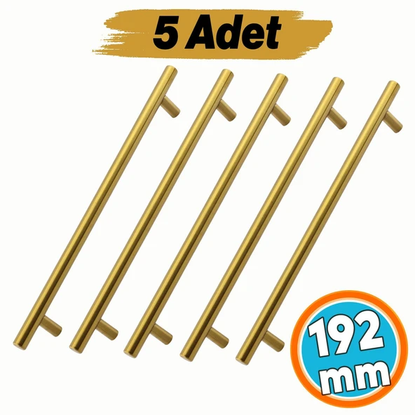 Mobilya Kulp Mutfak Çekmece Dolap Dolabı Kapak Kulpları Kulbu Gold 192 mm 19.2 cm Altın Metal 5 Adet ürün görseli 1