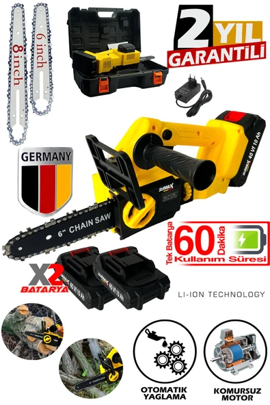 Stilmax 2Pala 2 Zincirli Muhteşem Dal Budama Makinesi Seti Kömürsüz Motor ve Yağ Pompalı Çantalı Set ürün görseli 1