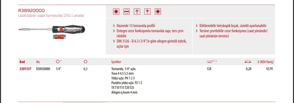 GEDORE RED CIRCIR TORNAVİDA SETİ ürün görseli 1