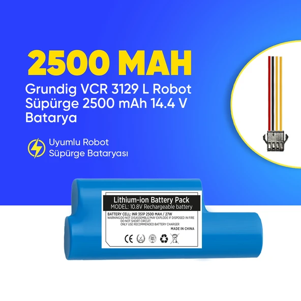 Grundig VCR 3129 L Robot Süpürge 2500 mAh 10,8 V  Batarya – Orjinal Uyumlu Uzun Ömürlü, Yüksek Performans Pil ürün görseli 1