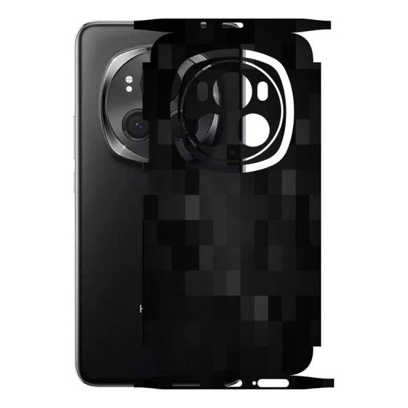 Honor Magic 6 Pro ile Uyumlu 360 Arka Kaplama   Pixel Desenli Siyah ürün görseli 1