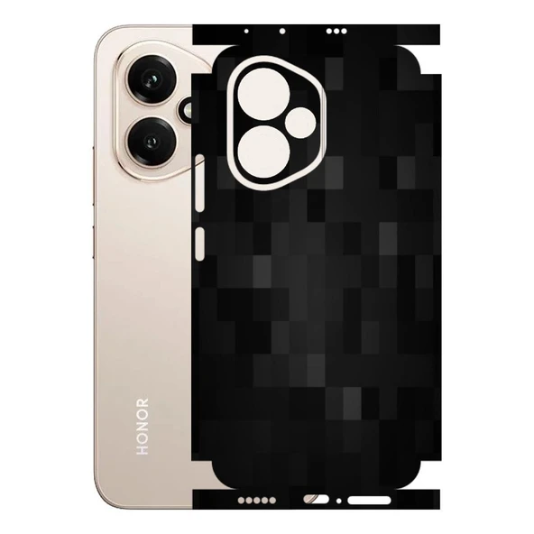 Honor 400 ile Uyumlu 360 Arka Kaplama   Pixel Desenli Siyah ürün görseli 1