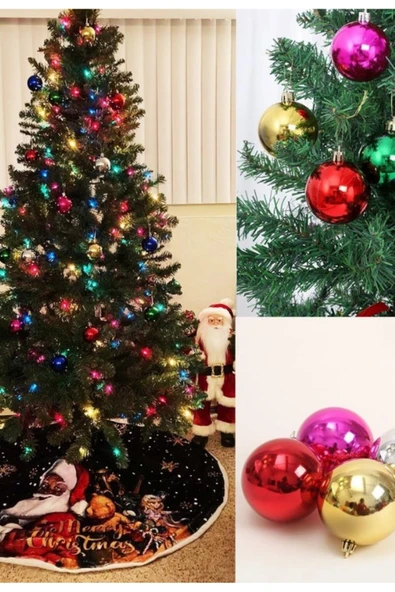 12’li Yılbaşı Çam Ağacı Topları Süsleri 3 cm Renkli Parlak Şık Noel Çam Ağacı Süsü Ev ve Ofis Dekoru ürün görseli 1