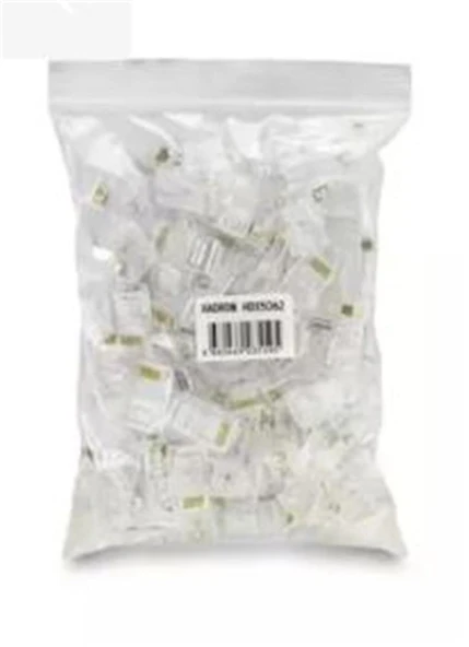 Hadron Hdx5062 Cat5 Konnektör Ez Rj45 Delikli 100Lü Paket Şeffaf ürün görseli 1