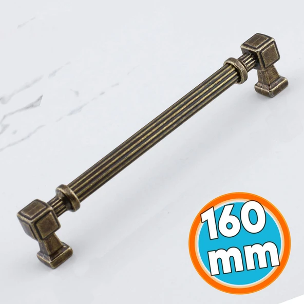 Mobilya Çekmece Mutfak Dolabı Dolap Kulpları Kulb 16 cm 160 mm Çizgili Metal Antik Sarı Kulp ürün görseli 1